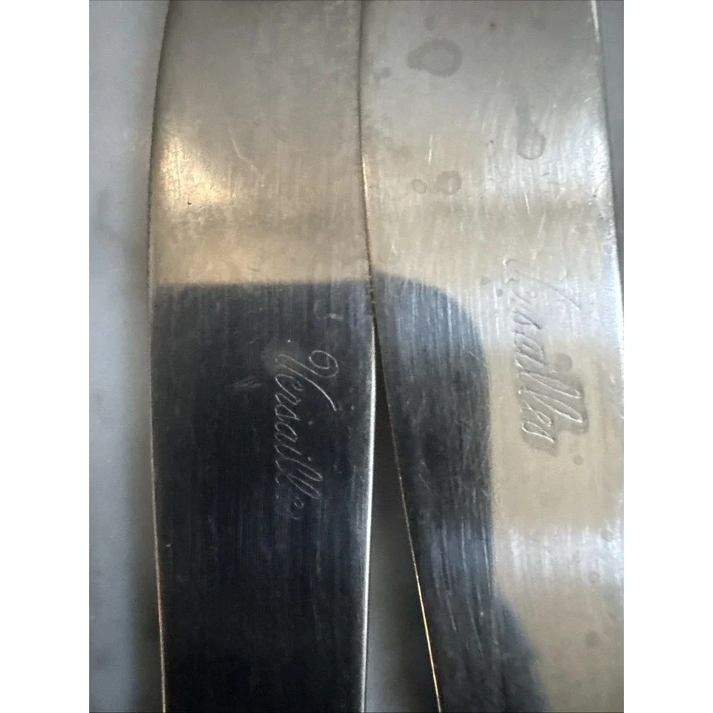 Versailles Stainless Steel Dinner Knives Set of 4 Floral Rose Pattern Silverware